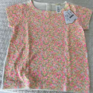 J Crew Girls Sequin T-Shirt Size 6-7